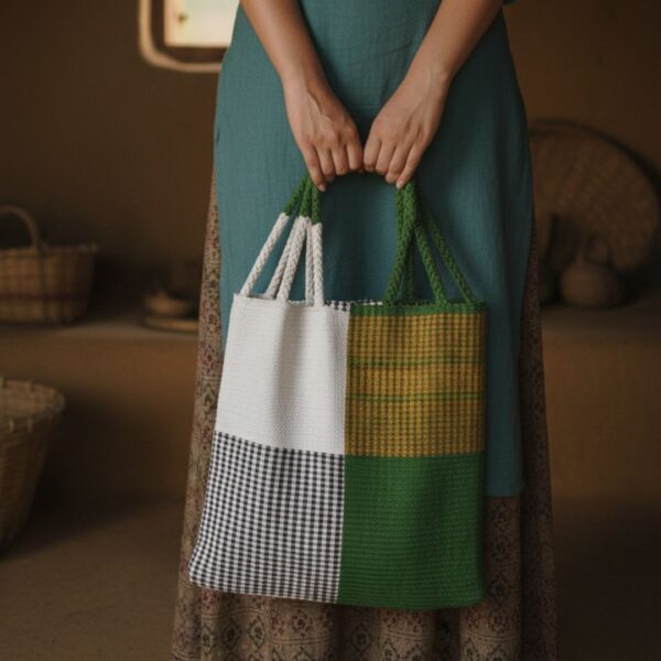 Handcrafted Organic-Dyed Cotton Tote Bag | Sustainable Artisan Make - Image 3