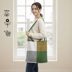 Handcrafted Organic-Dyed Cotton Tote Bag | Sustainable Artisan Make