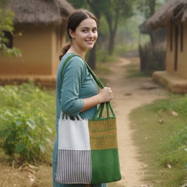 Handcrafted Organic-Dyed Cotton Tote Bag | Sustainable Artisan Make - Image 2